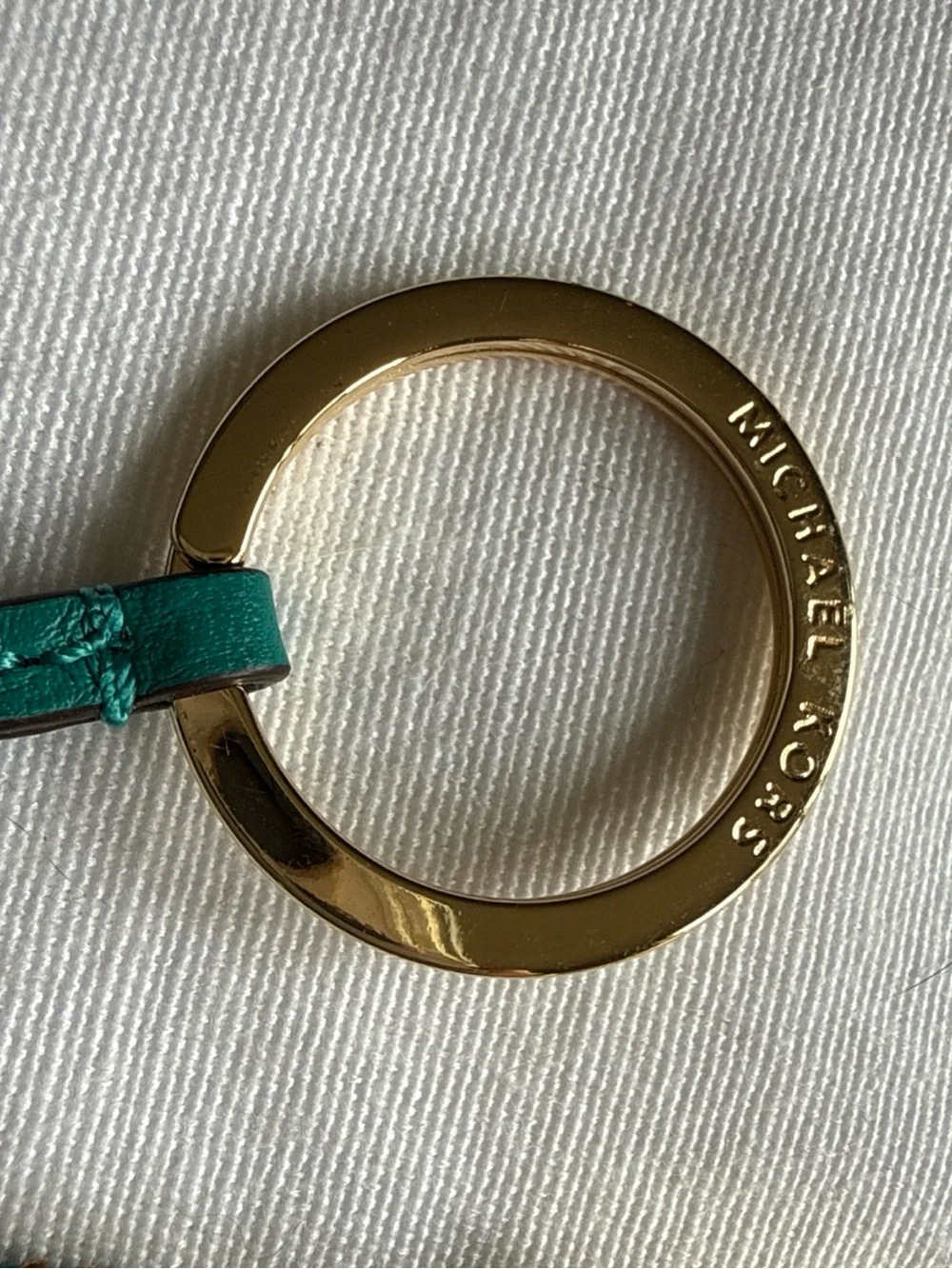 Michael Kors Teal Leather Card Case with Gold MK Logo